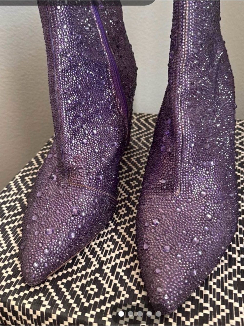 Betsey Johnson sparkling “disco-core” purple rhinestone Boots Size 9.5
